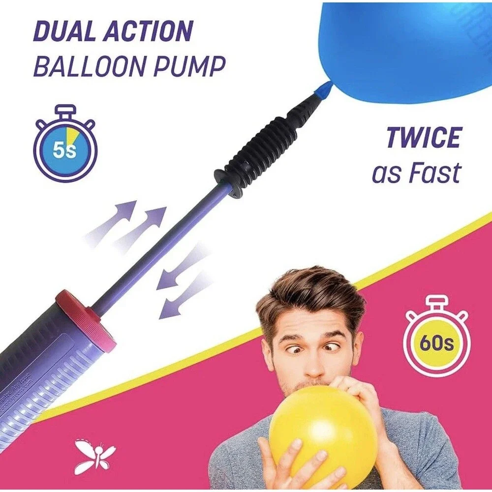 Balloon Pump Hand Held Inflator Air Pump for Balloons 2 Way Dual Action (Bx 1)